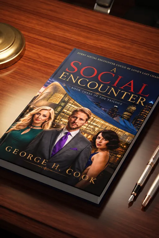 The Encounter Trilogy books resting on a wooden writing desk